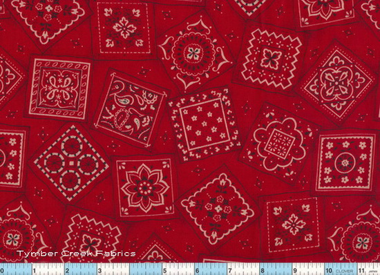 Deep Red Bandana Touch of Navy 1yd22" Fabric